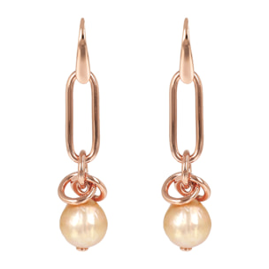 Orecchini Pendenti con Maglia Ovale e Perla Coltivata d'Acqua Dolce