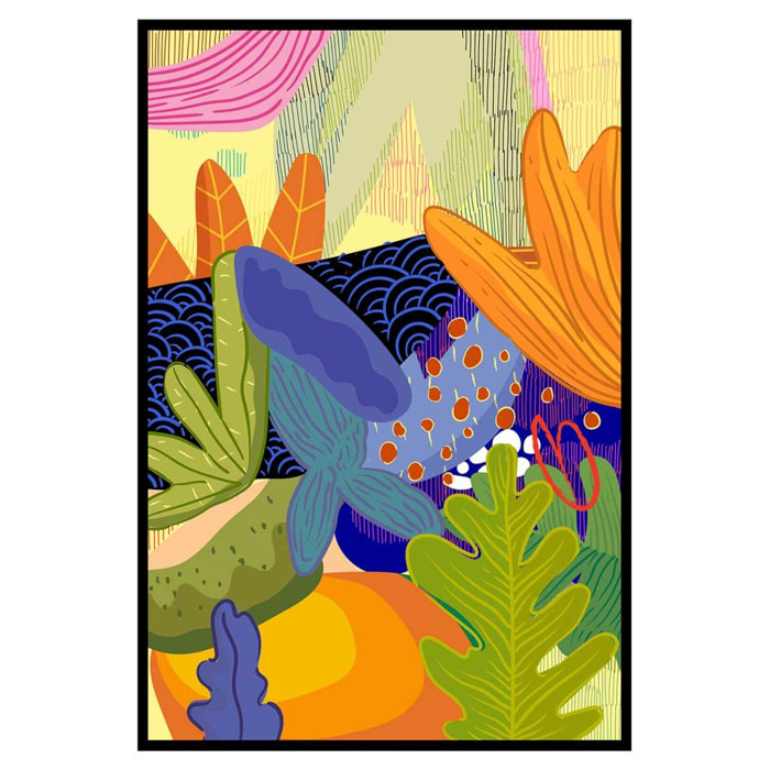 Affiche encadrée portrait abstrait coloré Affiche + cadre en métal - Noir