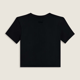 T-shirt cropped da donna in costina con ricami Disney