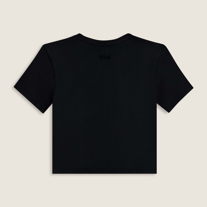 T-shirt cropped da donna in costina con ricami Disney
