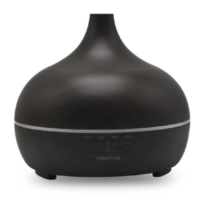 Humidificador y Difusor de Aromas esenciales HIDRA - 300 ml - Temporizador - 7 Colores LED - Ultrasilencioso - Madera oscura