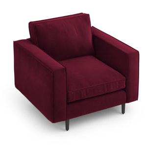 Fauteuil "Alexis" en velours rouge foncé