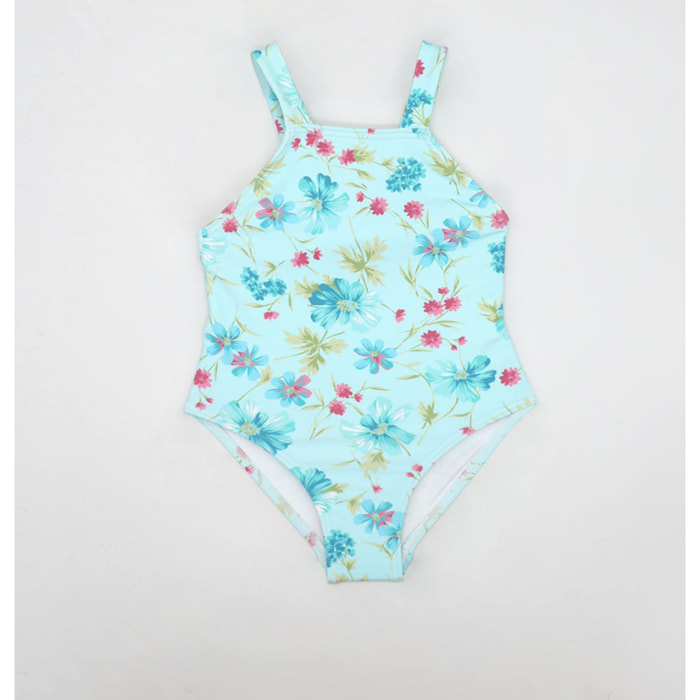 BAÑADOR FLOR AZUL GRANDE VOLANTE PECHO Y LAZO ESPALDA