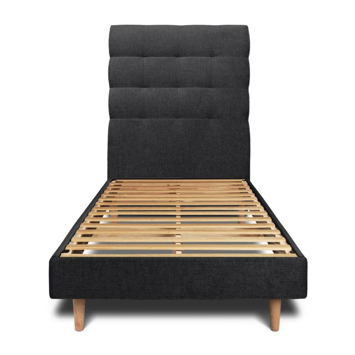 Lit avec tête de lit capitonnée tissu et sommier kit Ep14