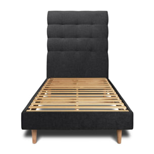 Lit avec tête de lit capitonnée tissu et sommier kit Ep14