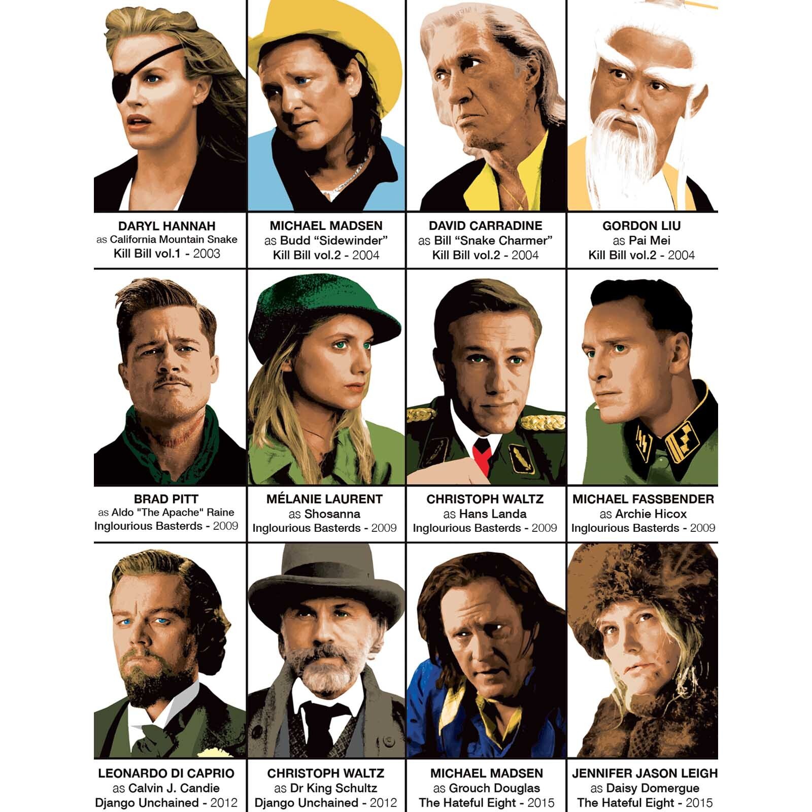 Affiche - Quentin Tarantino characters - Olivier Bourdereau