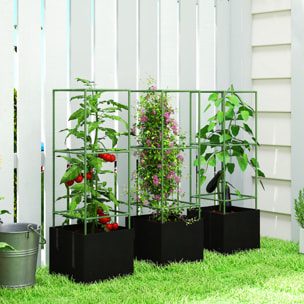 Cages à tomates tuteurs modulables - lot de 3 - non tissé noir acier thermolaqué vert