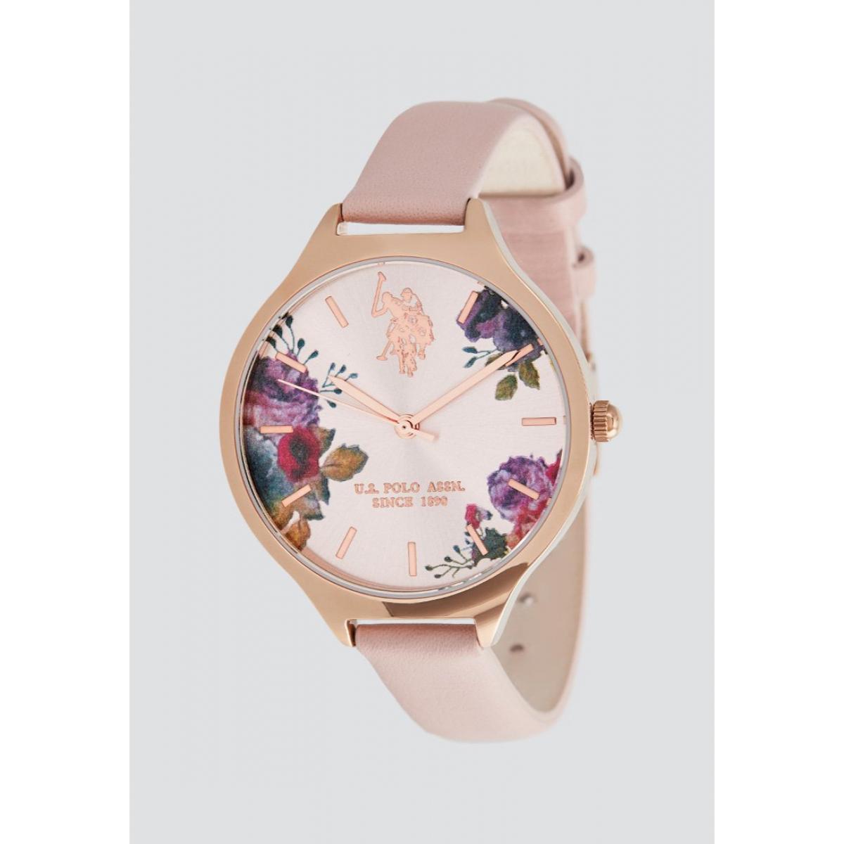 Orologio U.S. Polo Assn. In pelle rosa