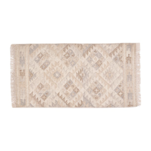 Tapis berbère beige à motifs en laine et coton 60 x 120 cm MAKAÏ