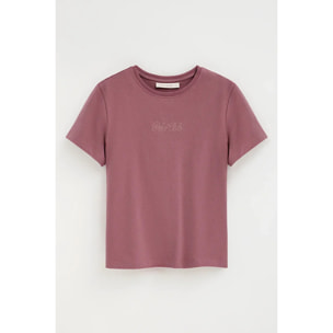 Maglietta rosa retro a maniche corte con brillantini Polo Club