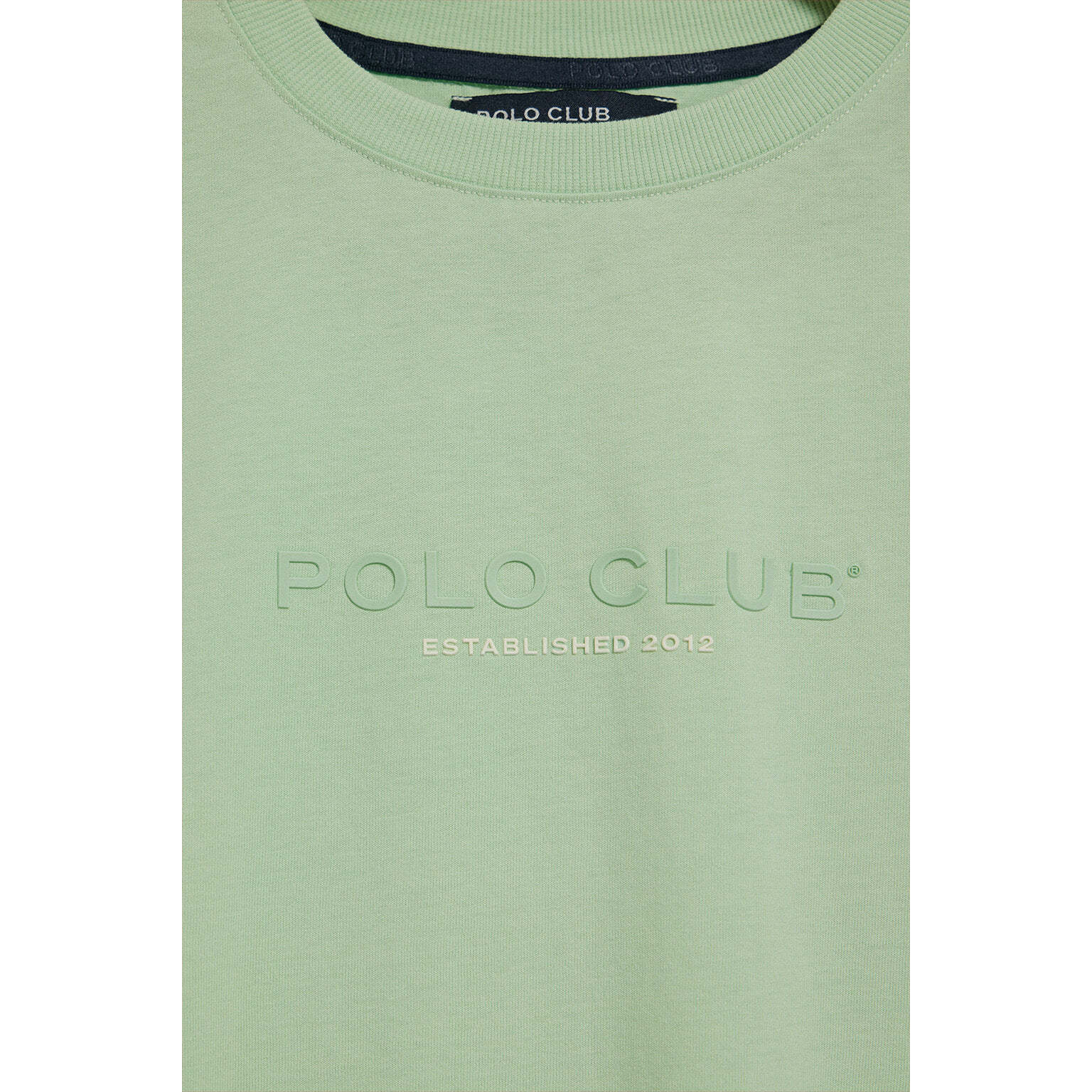 Maglietta menta con scollo rotondo e logo gommato