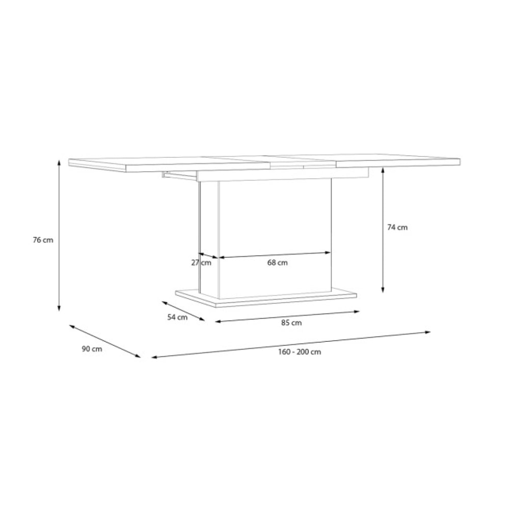 Table à manger extensible décor bois de chêne clair L160/200 cm - PRAO