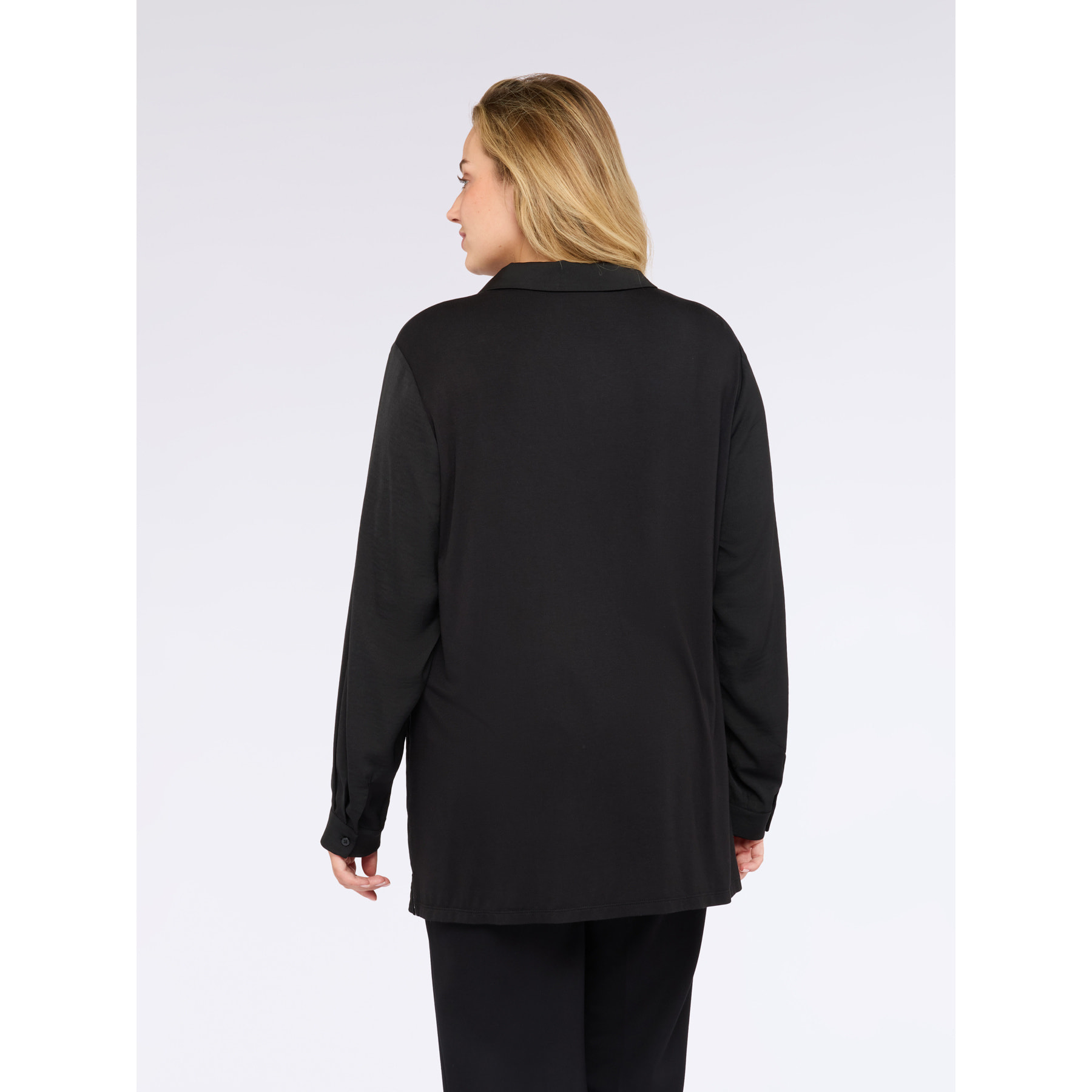 Fiorella Rubino - Camicia bimaterica misto viscosa - Nero