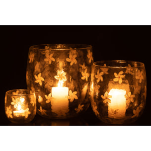 J-Line photophore Fleurs - verre - jaune - large