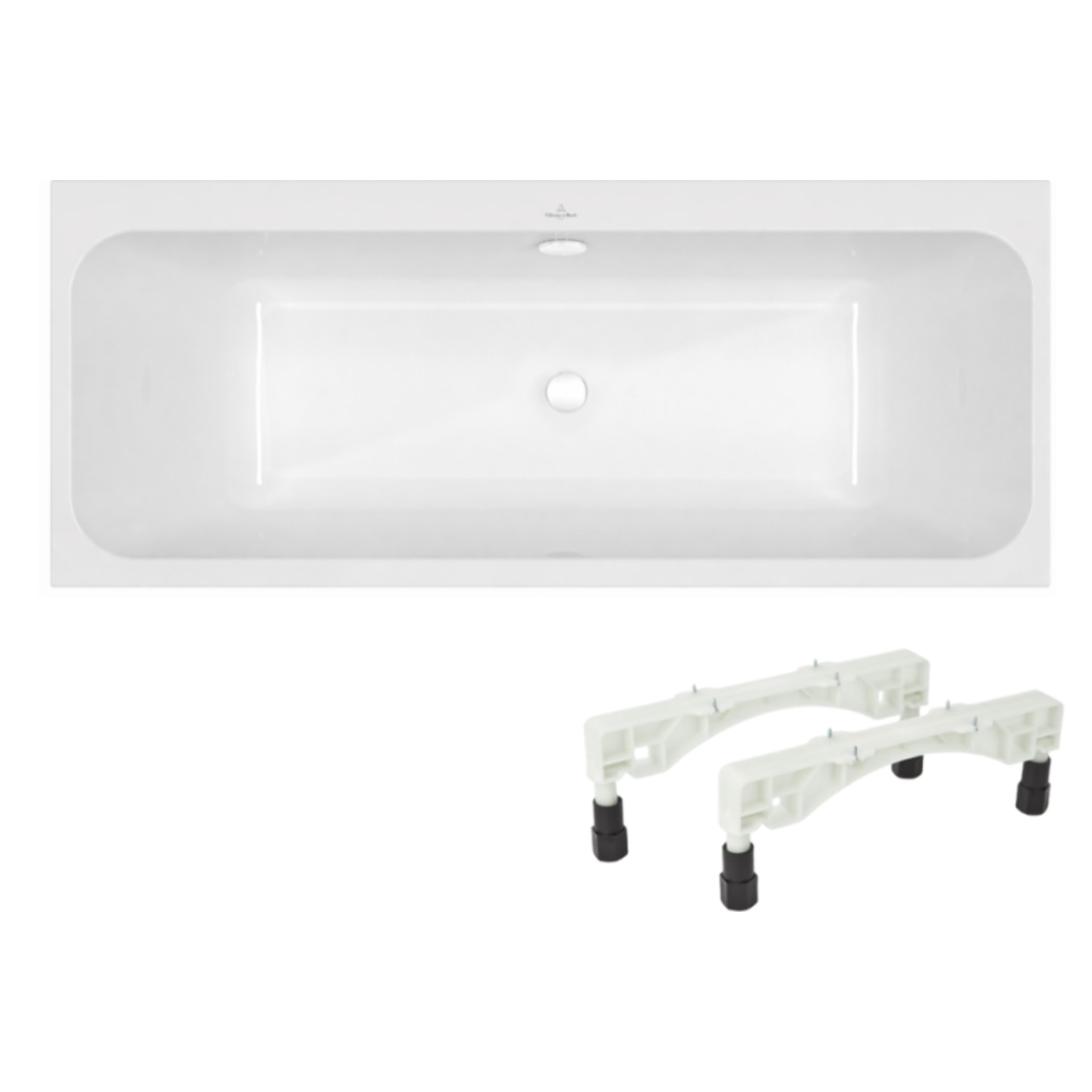 Baignoire droite 170 x 75 VILLEROY & BOCH Architectura + Pieds + Vidage de baignoire WIRQUIN blanc