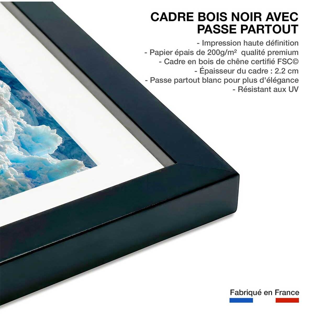 Affiche paysage Fonte glacière Affiche + cadre en bois - Noir