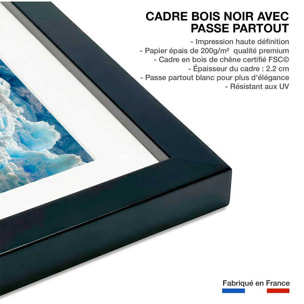Affiche paysage Fonte glacière Affiche + cadre en bois - Noir