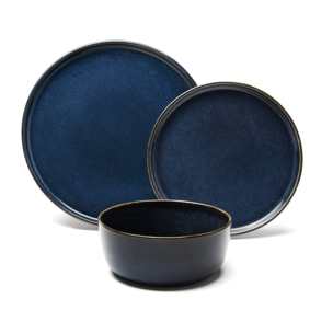 Service 12 assiettes Excelsa Nothern Blue, stoneware, bleu