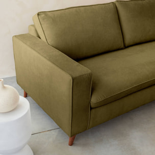 Canapé lit 3 places vert olive avec matelas 12cm d'épaisseur. fabriqué en France