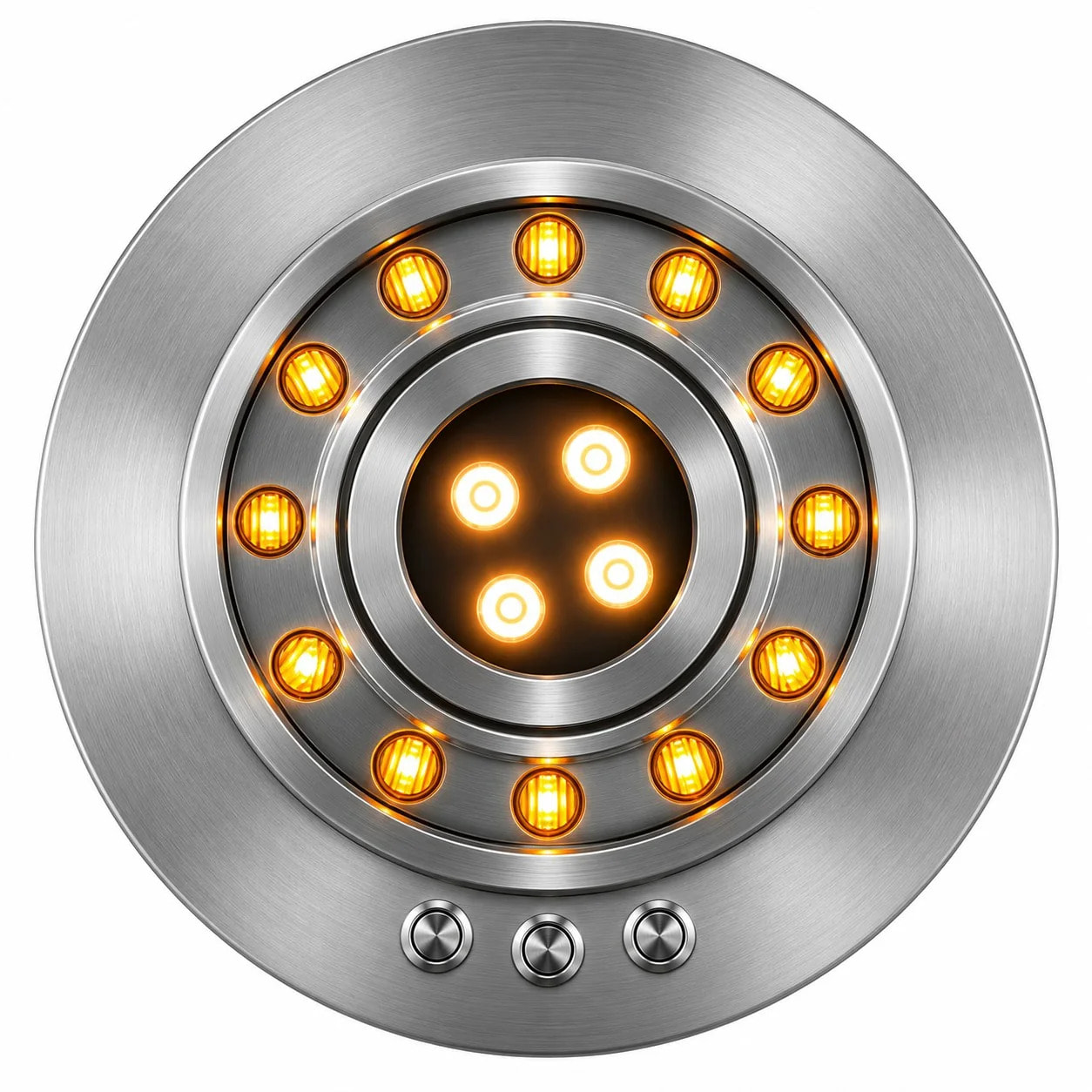 Round 3D 350 - Inserto Camino Decorativo ad Acqua Senza Calore Ø35x17 cm icon Effetto Fiamma a LED 3D