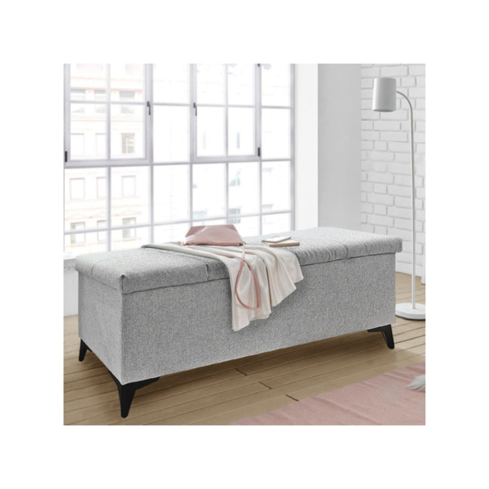 Banc de lit avec coffre de rangement en tissu gris - TRESSERVE