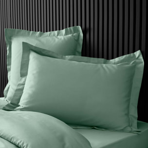 Taie d'oreiller volant plat 100% percale de coton ORIGINE - Vert tilleul