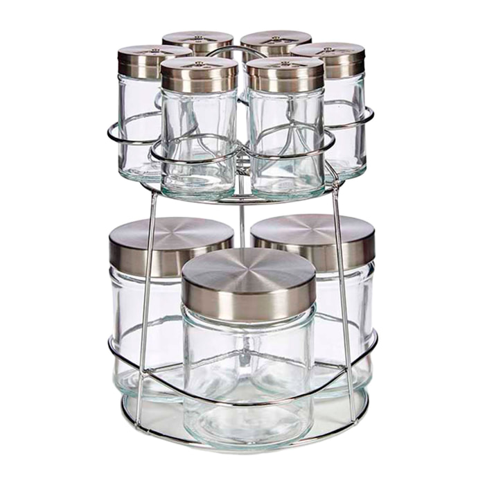 Set 9 botes cristal soporte metal redond colección vivalto