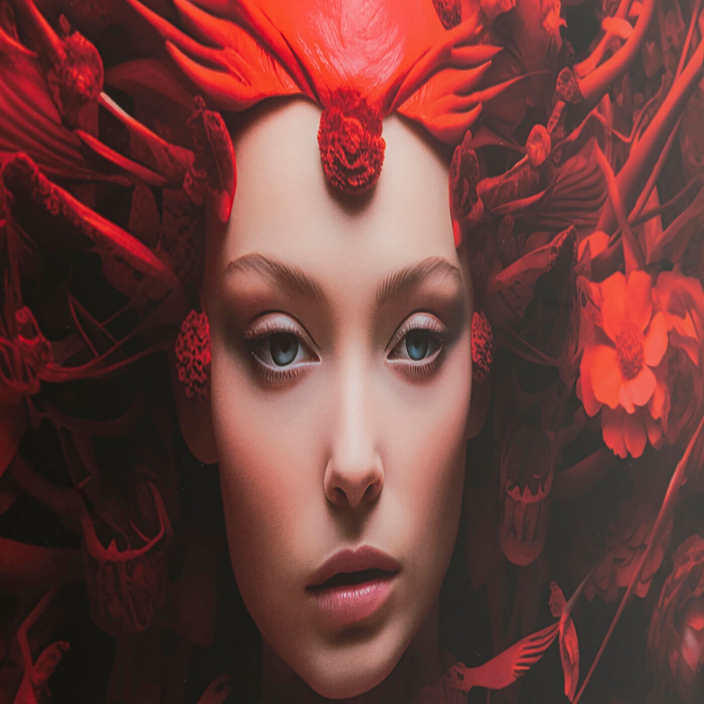 Tableau en verre muse rouge 120x120cm Kare Design