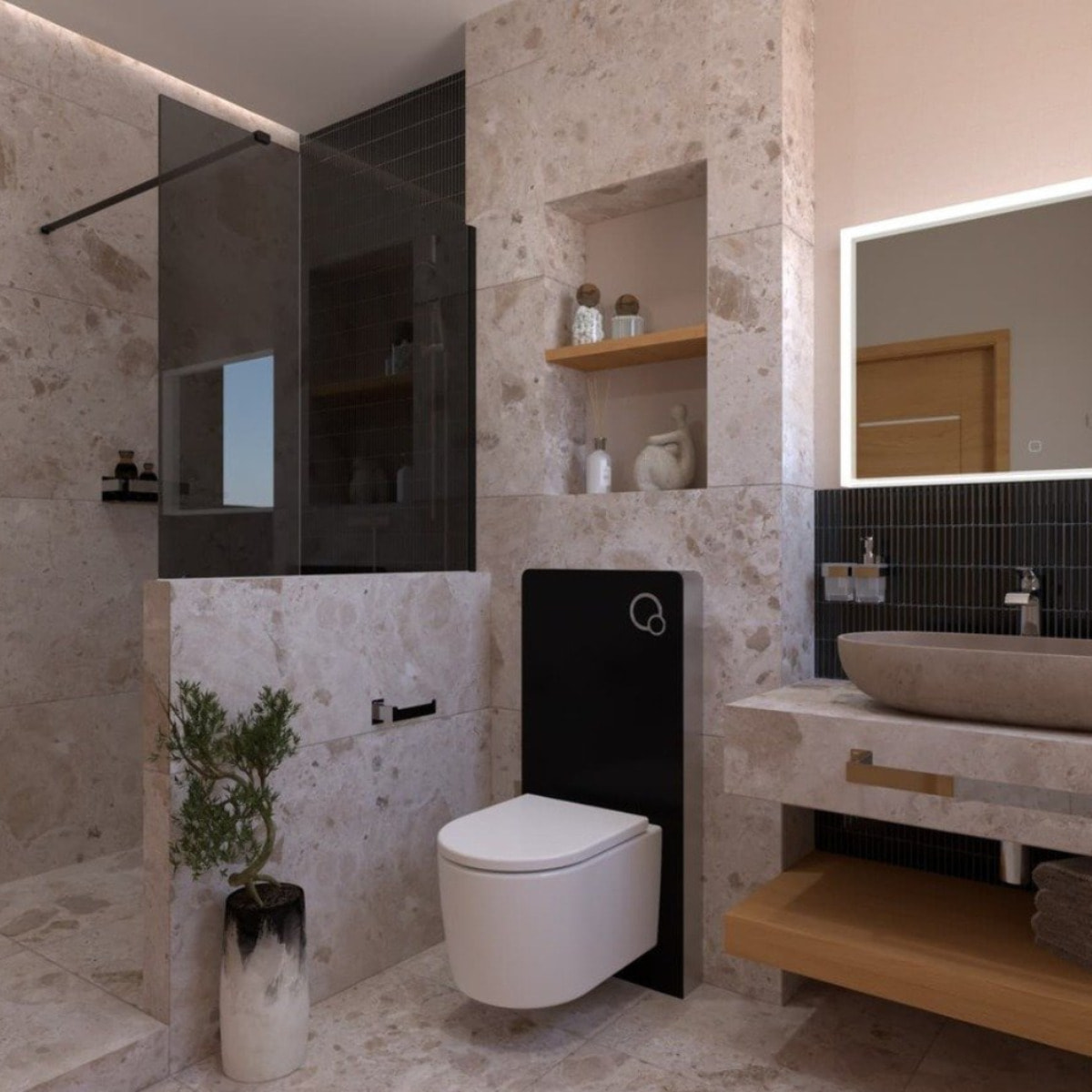 Glass bâti-support pour WC suspendu, hauteur 100,3 cm, double chasse 3/6 L, noir (SATAMGBL-FR)