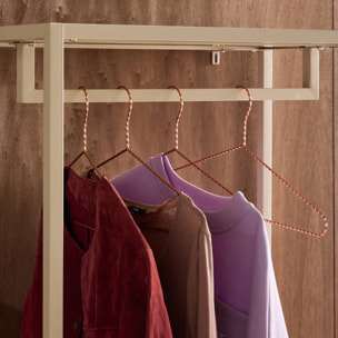 Meuble d'entrée, porte manteau métal avec penderie et 2 tiroirs IDAHO