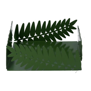 Portatovaglioli in metallo foglia d'alloro verde scuro rettangolare cm16,5x16,5h6,5