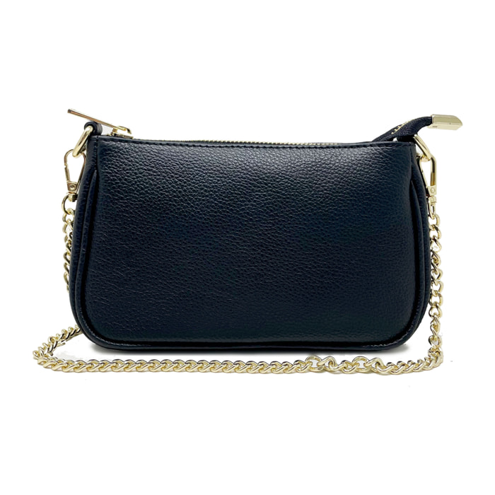 Chicca Borse - Tracollina Clutch Donna in Vera Pelle - Colore Nero