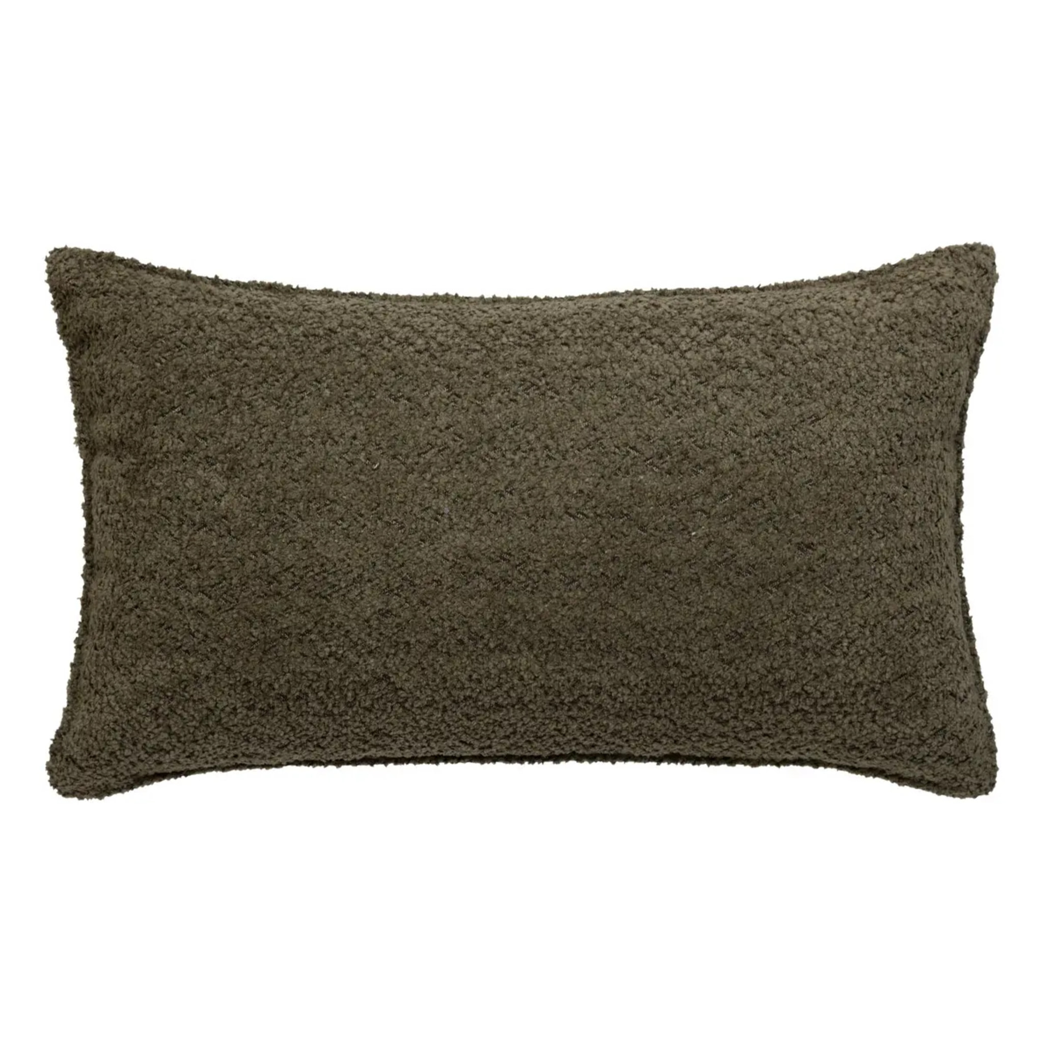 Coussin bouclette Soana vert kaki 30x50cm