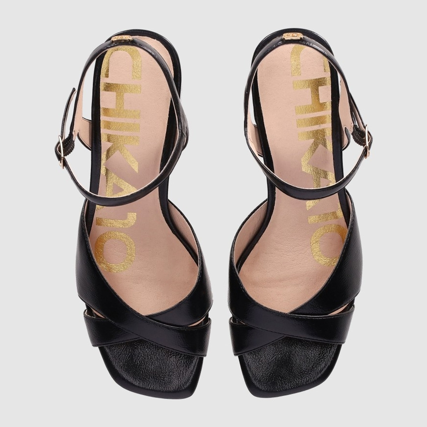 Sandalias de Piel Sintética - Negro - Tacón: 8 cm