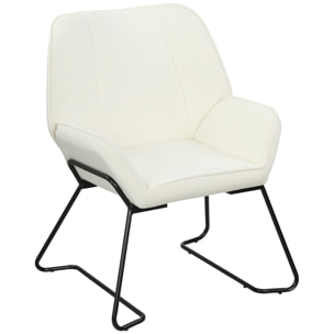 Butaca de Salón Moderna Sillón Lectura con Asiento Ancho y Acolchado Tapizado en Terciopelo Patas de Metal Sillón para Salón Sala de Estar Dormitorio Crema