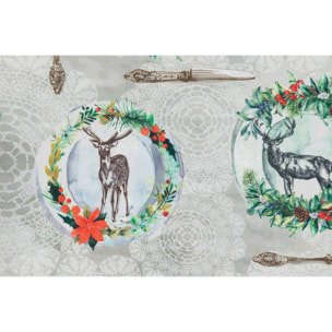 Mantel Antimanchas Platos Navidad 145x250 Cm