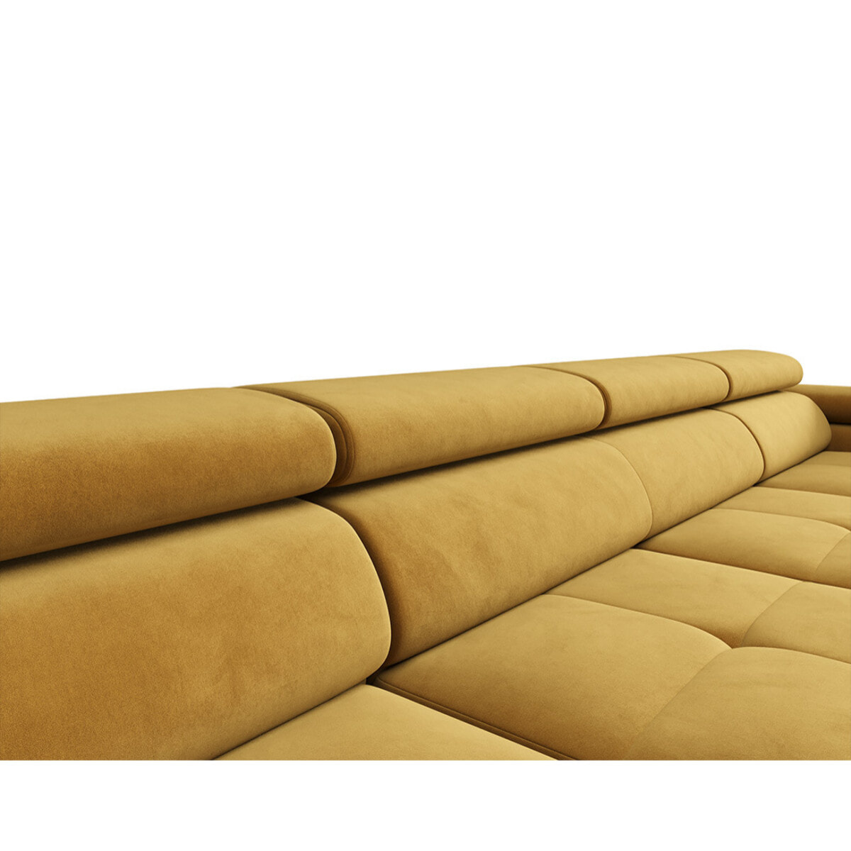 Ayden - Canapé panoramique en U 7 places convertible avec coffre et têtières réglables en tissu - Jaune