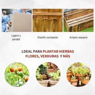 Jardinera Exterior Grande de Madera, Huerto Urbano Elevado con Fondo Abierto para Cultivar Plantas, Flores, Hierba, Macetero Exterior Rectangular para Jardín Terraza 120x40x40 cm, Carbonizada