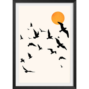 Affiche ""Envolee Up and Away"" Affiche + cadre en bois - Noir