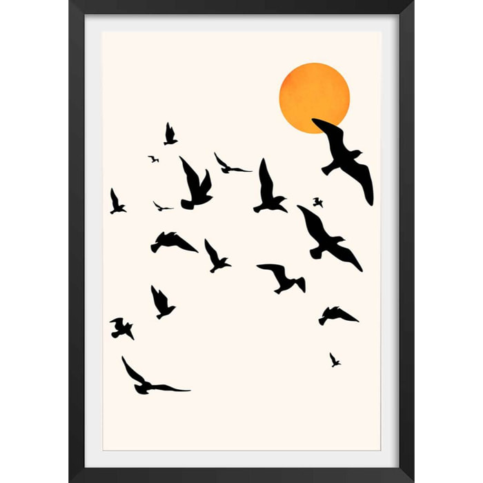 Affiche ""Envolee Up and Away"" Affiche + cadre en bois - Noir