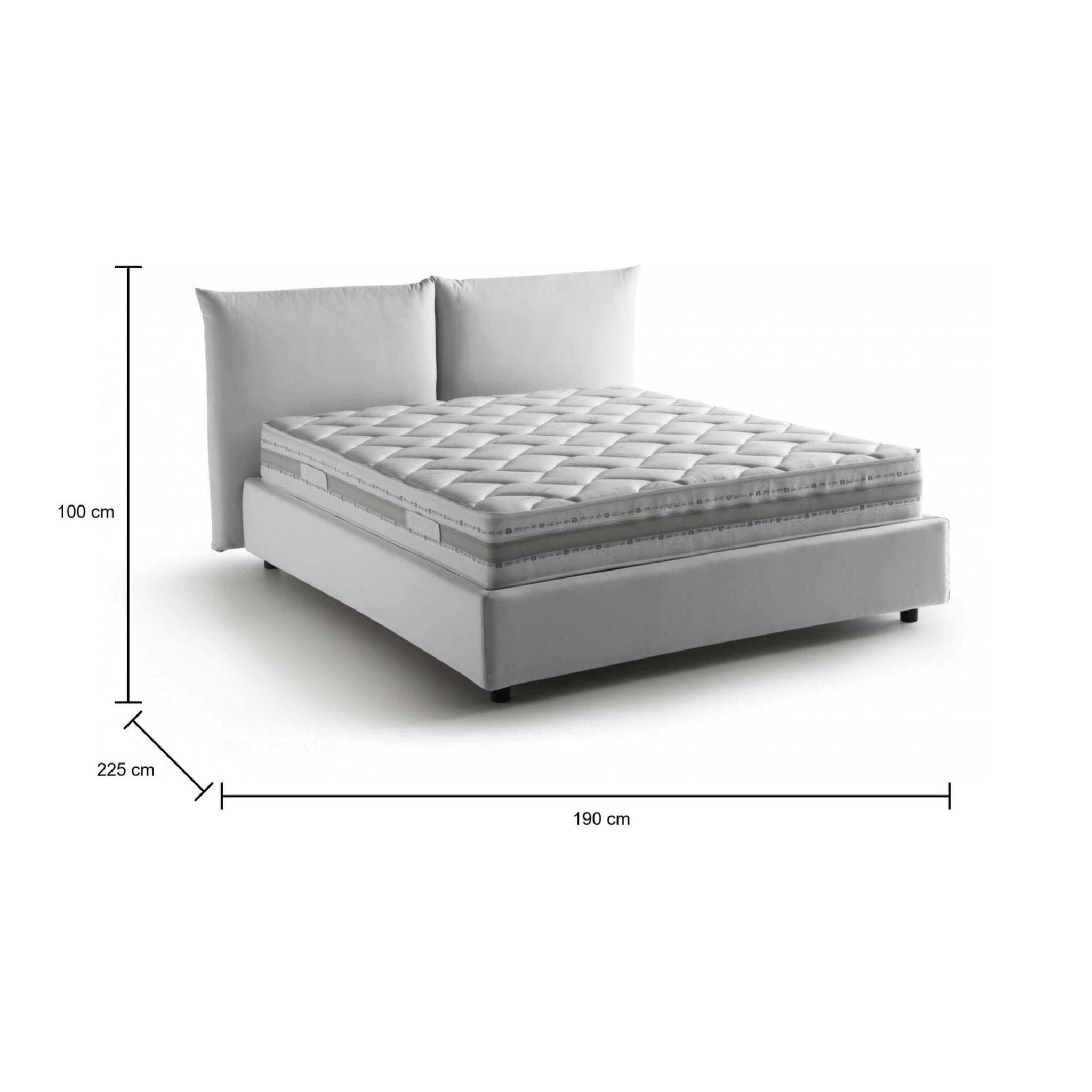 Letto matrimoniale Cristyn, Letto contenitore con rivestimento in tessuto, 100% Made in Italy, Apertura frontale, con materasso Cm 160x200 incluso, Bianco