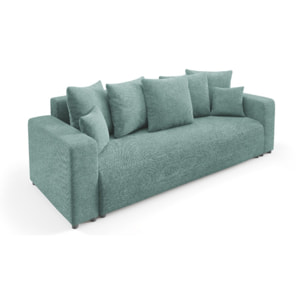 GLORIA - Canapé droit convertible 3 places en tissu vert clair