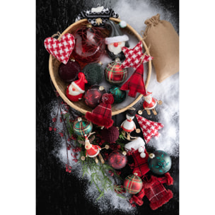 J-Line boule de Noël Motifs - verre/velours - bordeaux - medium - 4 pcs