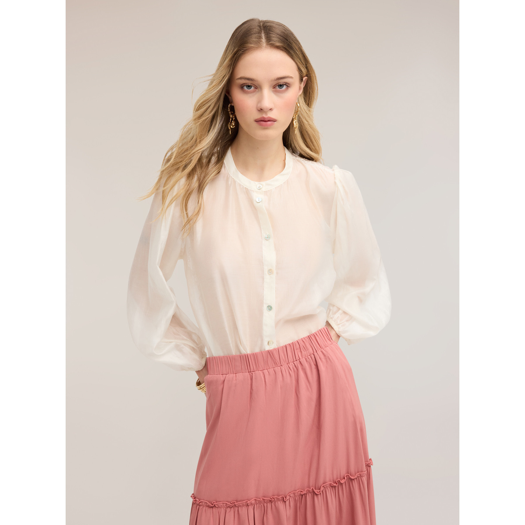 Motivi - Camicia con pizzo sulla schiena - Bianco