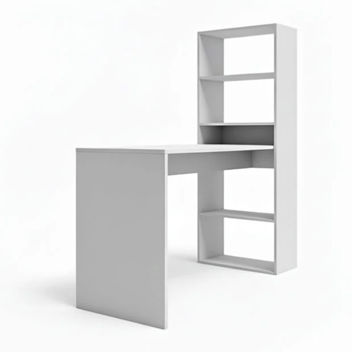 Mesa de escritorio con estantería Cosmic en blanco artik 120 x 144 cm Blanco Artik (Blanco Mate)
