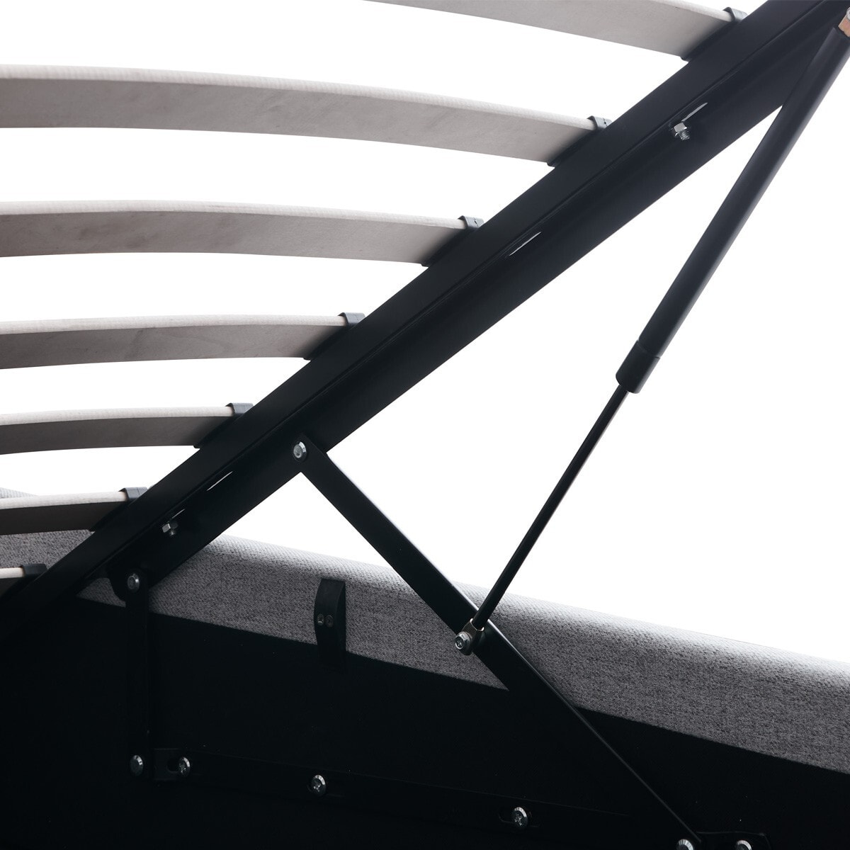 Lit coffre avec tête de lit en tissu - TINA