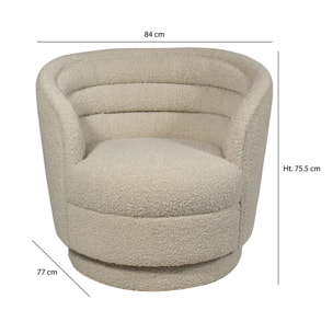 Fauteuil pivotant tissu en bouclette beige LINUS