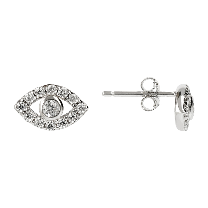 Orecchini a Lobo Occhio con Cubic Zirconia in Argento 925