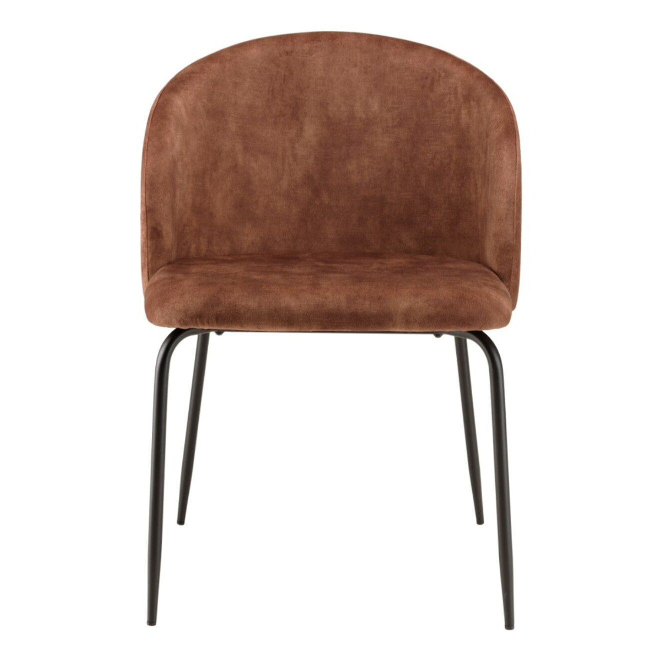 TOM - Lot de 2 chaises velours acajou dossier enveloppant pieds acier