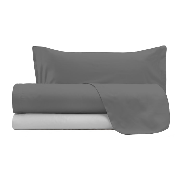 COMPLETO LETTO NATURAL COLOR, 100% COTONE - PIAZZA E MEZZA